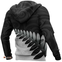 Aotearoa Hoodie Silver Fern Maori Pattern