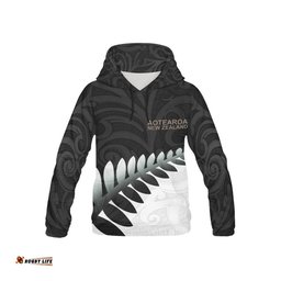 Aotearoa Hoodie Silver Fern Maori Pattern