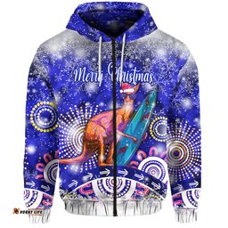 australian kangaroo christmas zip hoodie original style blue