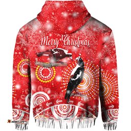 australian magpies christmas zip hoodie original style red
