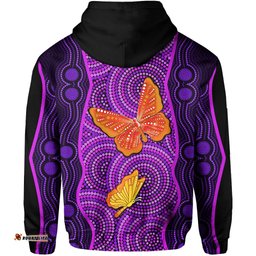 aboriginal dot zip hoodie butterfly natural beauty
