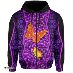 aboriginal dot zip hoodie butterfly natural beauty