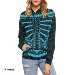 Polynesian Tattoo All Over Hoodie Blue 05