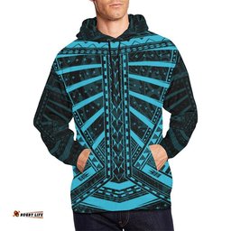 Polynesian Tattoo All Over Hoodie Blue 05