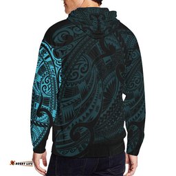 Maori Tattoo Style All Over Zip Hoodie Blue Version
