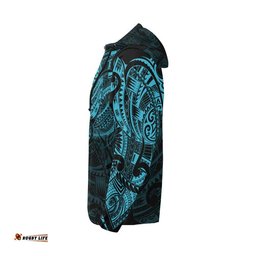 Maori Tattoo Style All Over Zip Hoodie Blue Version