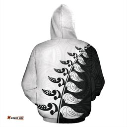 Happy Waitangi Day Zip Hoodie Black White