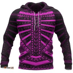 Polynesian Tattoo All Over Hoodie Pink
