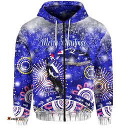custom personalised australian magpies christmas zip hoodie original style blue
