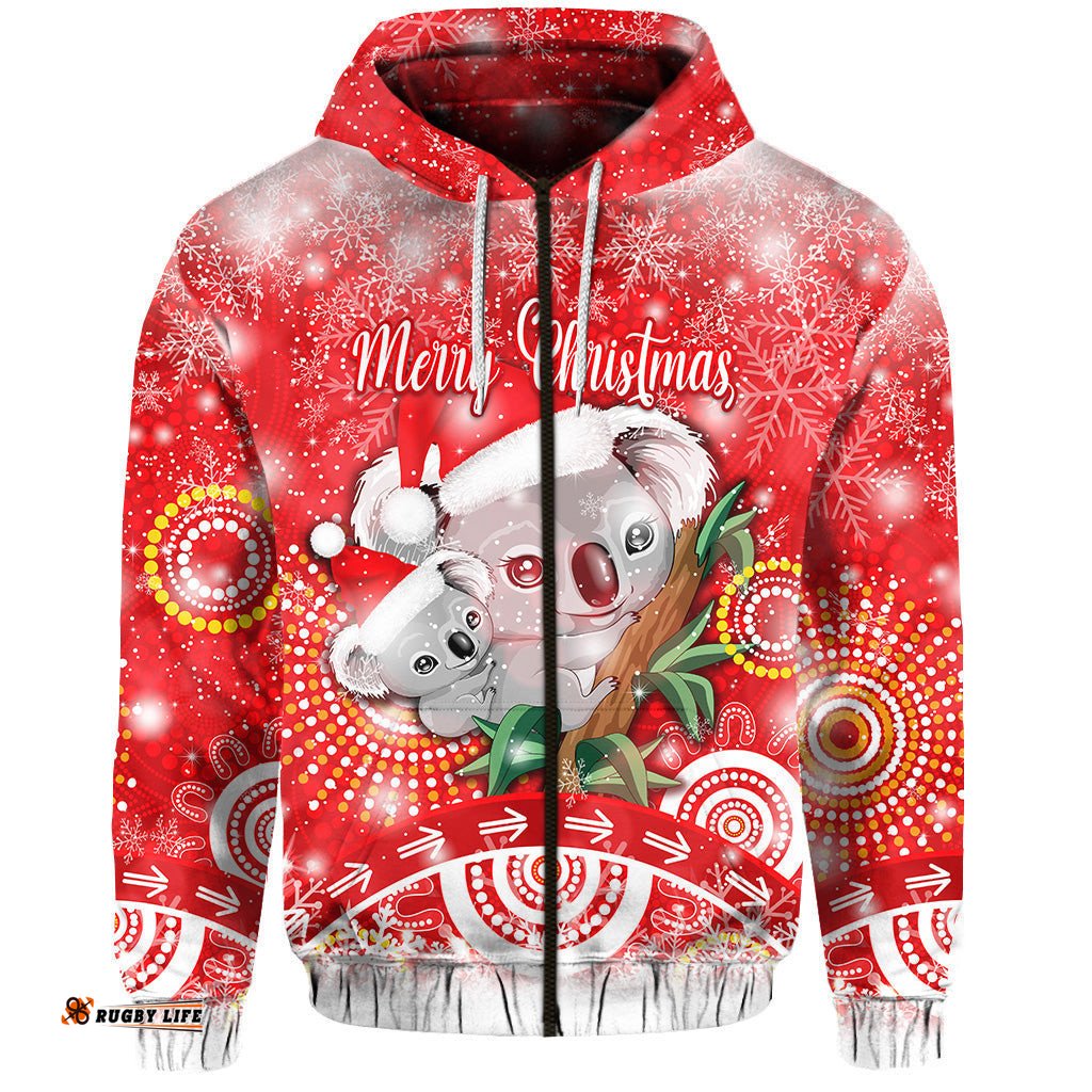 custom personalised australia koala christmas zip hoodie original style red