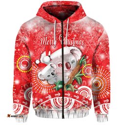 custom personalised australia koala christmas zip hoodie original style red