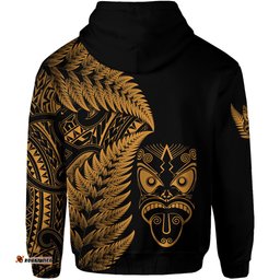 new zealand haka rugby maori zip hoodie silver fern vibes gold