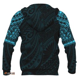 Hei Matau Maori Tattoo All Over Hoodie Blue