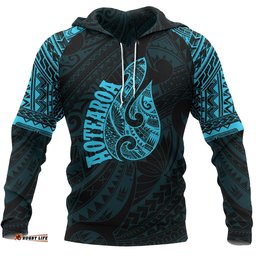 Hei Matau Maori Tattoo All Over Hoodie Blue
