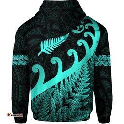 new zealand rugby maori zip hoodie silver fern koru vibes turquoise