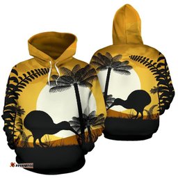 Kiwi With Trees Fern At Sunset Hoodie