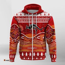 kangaroo aboriginal art indigenous christmas zip hoodie