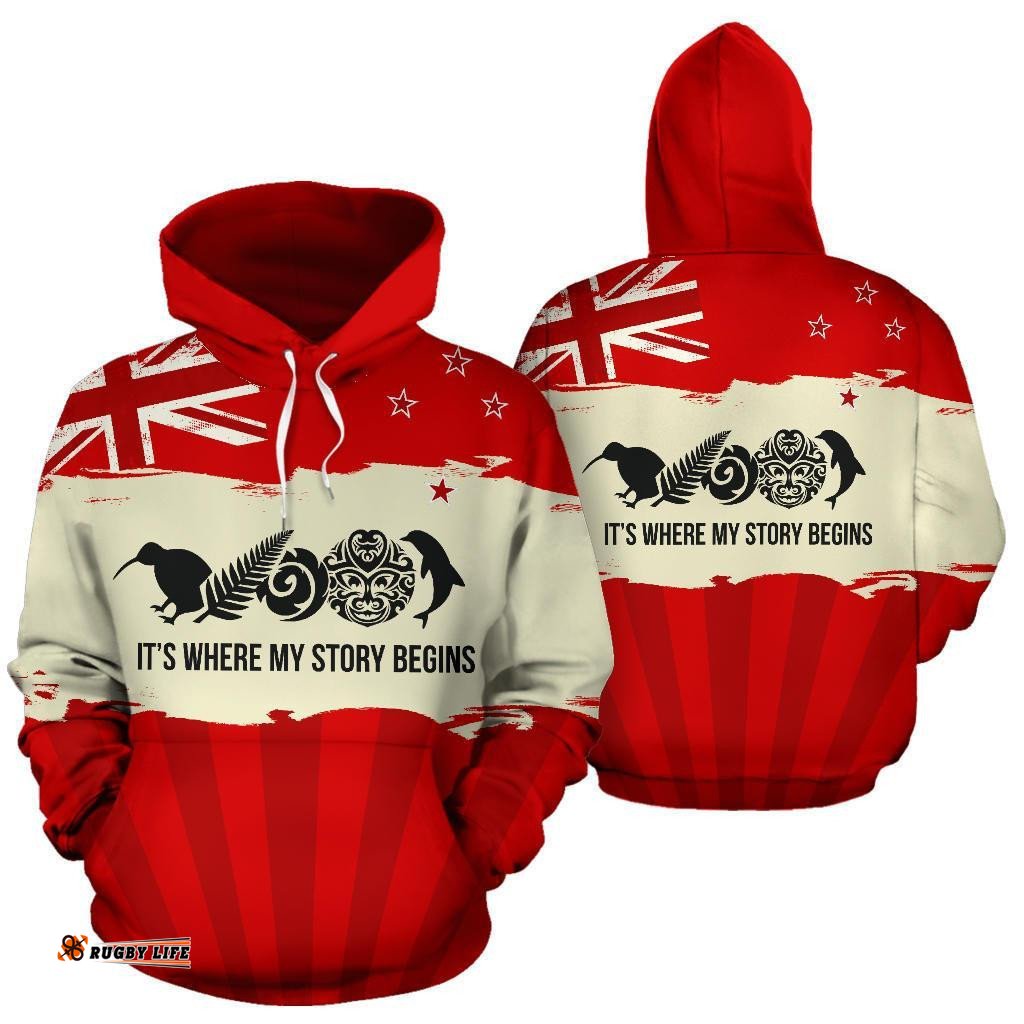 New Zealand Where My Story Begins Hoodie Red
