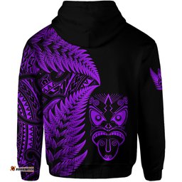 new zealand haka rugby maori zip hoodie silver fern vibes purple