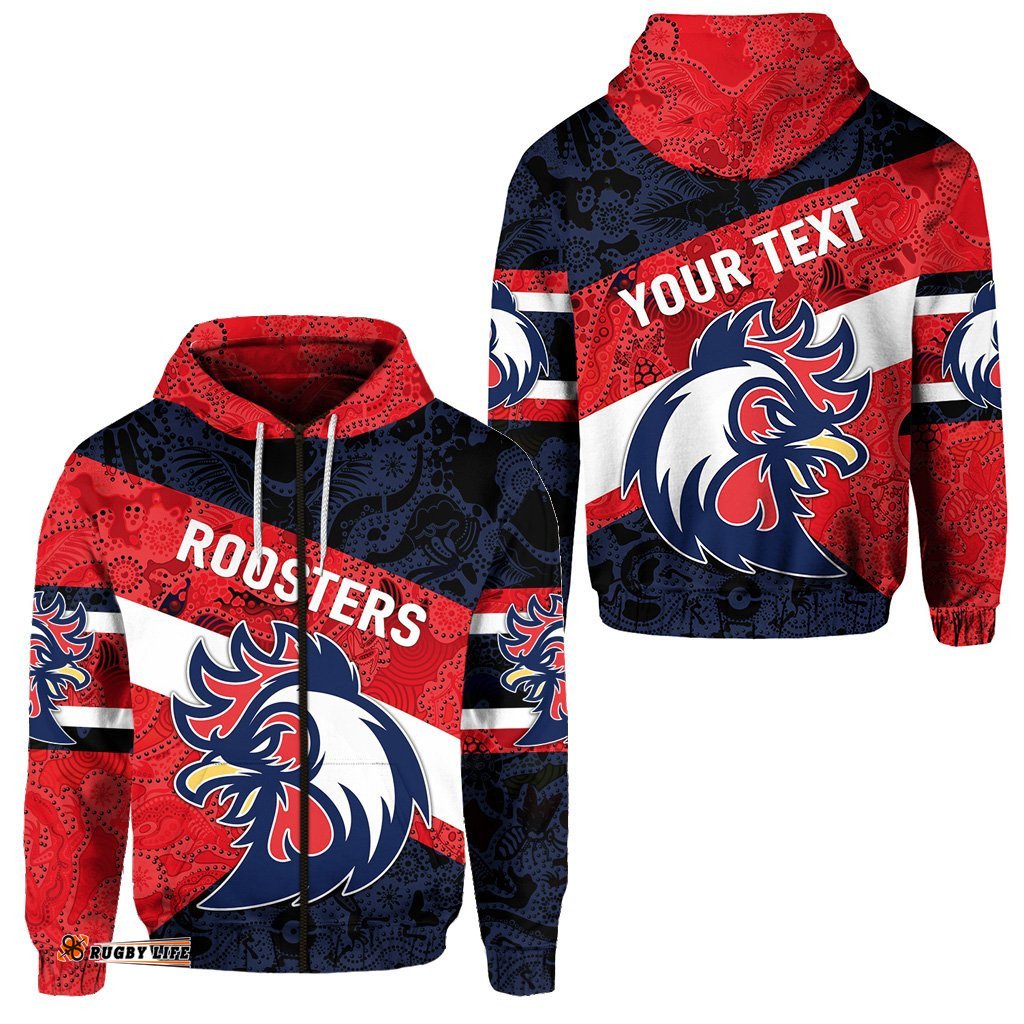 custom personalised ti tree roosters zip hoodie sporty indigenous