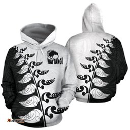 New Zealand Waitangi Day Hoodie, Maori Silver Fern Pullover Hoodie, Black Style