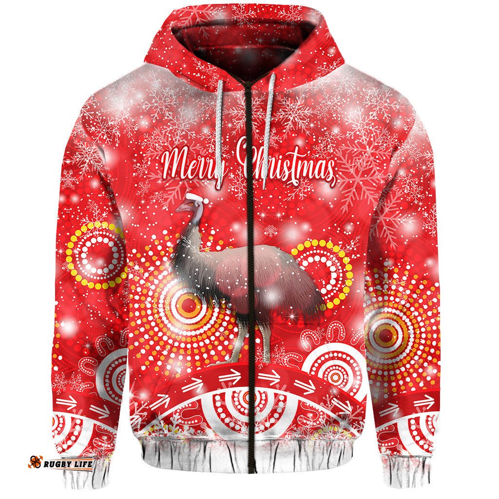 custom personalised australian emu christmas zip hoodie original style red