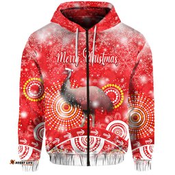 custom personalised australian emu christmas zip hoodie original style red