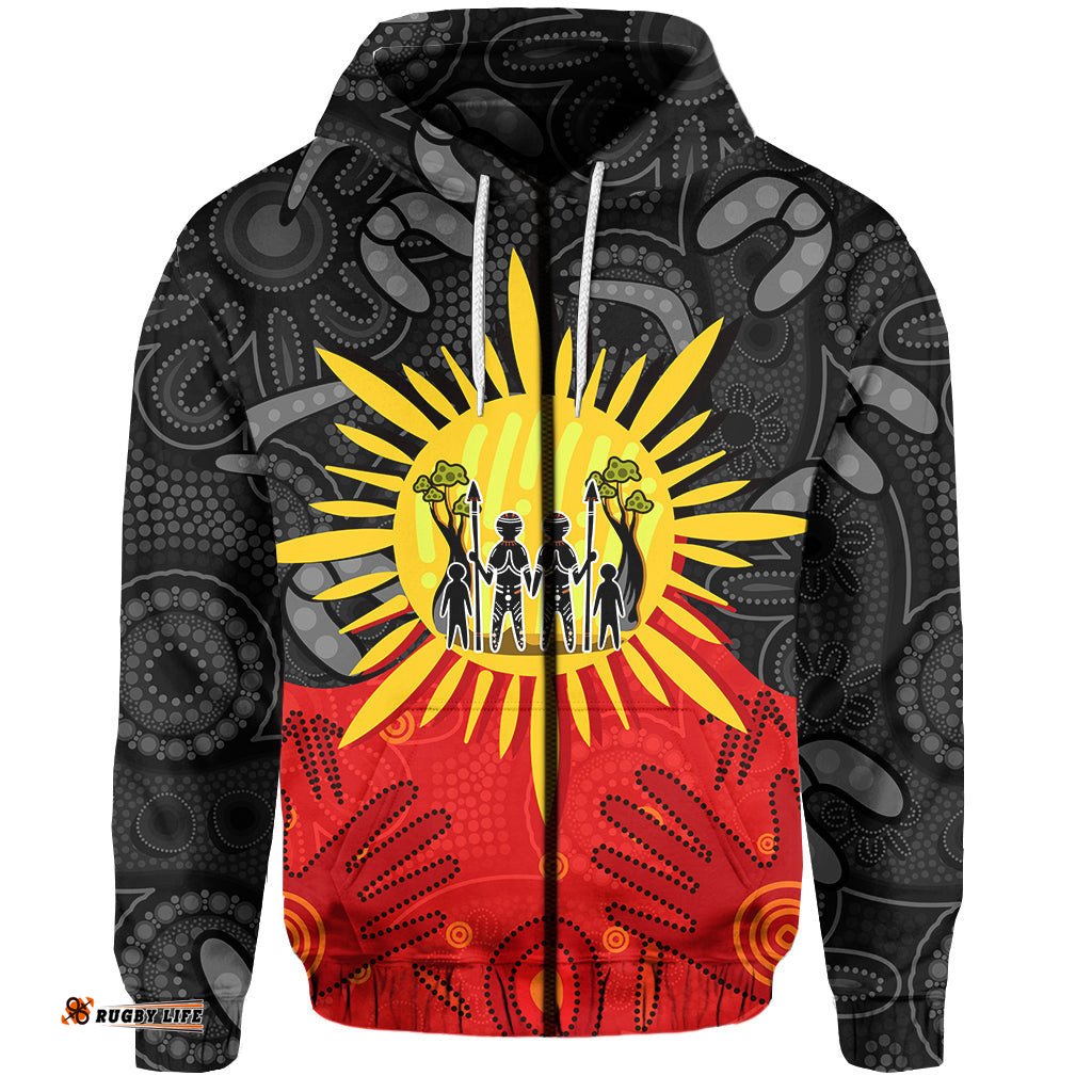 custom personalised aboriginal family zip hoodie flag style