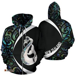 New Zealand Maori Manaia Paua Shell Zip Hoodie Circle Style J95 Merchize