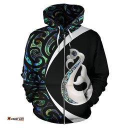 New Zealand Maori Manaia Paua Shell Zip Hoodie Circle Style J95 Merchize