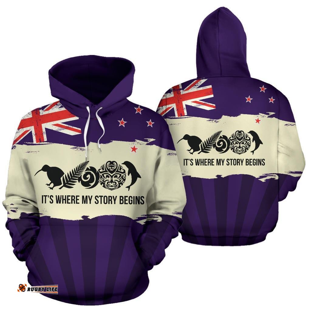 New Zealand Where My Story Begins Hoodie Purple