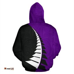 New Zealand Lest We Forget Zip Up Hoodie with Violet