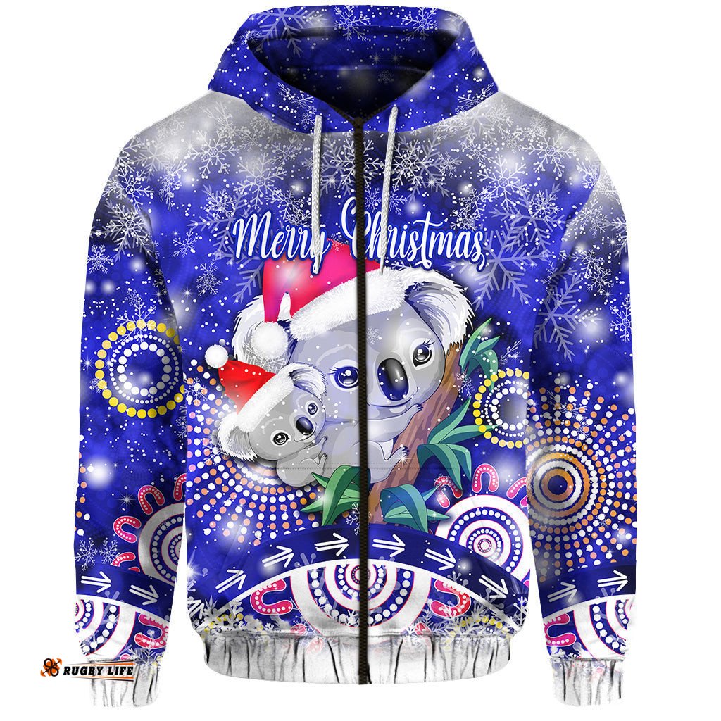 custom personalised australian koala christmas zip hoodie original style blue