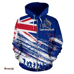 New Zealand ANZAC Flag Hoodie, Lest We Forget Zip Up Hoodie