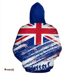 New Zealand ANZAC Flag Hoodie, Lest We Forget Zip Up Hoodie