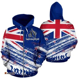 New Zealand ANZAC Flag Hoodie, Lest We Forget Zip Up Hoodie