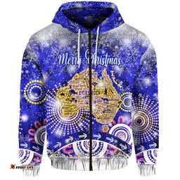 australia map christmas zip hoodie original style blue