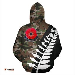 Lest We Forget New Zealand Zip Up Hoodie, ANZAC Fern Nz Army Camo Zip Hoodie