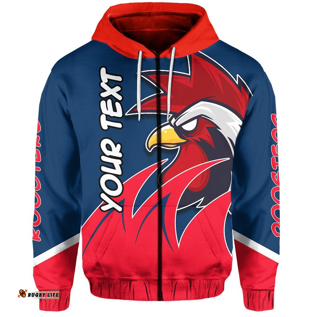 Custom Personalised Roosters Zip Hoodie