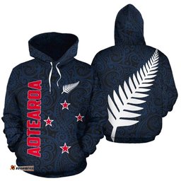 Aotearoa Maori Hoodie Silver Fern
