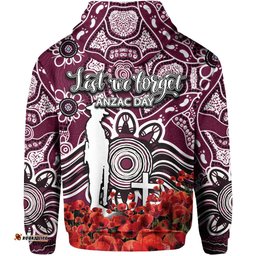 sea eagles zip hoodie anzac day poppy flowers with aboriginal