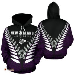 New Zealand Aotearoa Silver Fern Hoodie Purple Vline Version