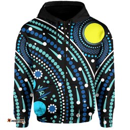 custom text and number aboriginal zip hoodie river of life