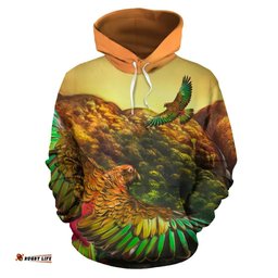 New Zealand Kea Bird Flying At Sunset Hoodie