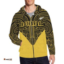 Aotearoa Hoodie Maori Pattern Rugby Style Zip Up