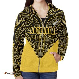 Aotearoa Hoodie Maori Pattern Rugby Style Zip Up
