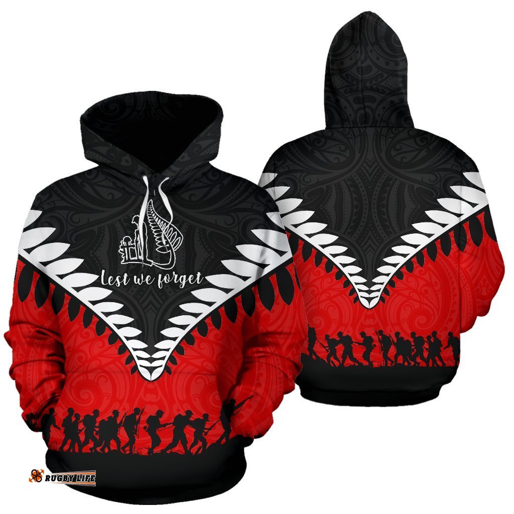 New Zealand Lest We Forget Hoodie, Silver Fern Hoodie