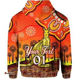 custom personalised aboriginal art kangaroo zip hoodie indigenous unique vibes orange