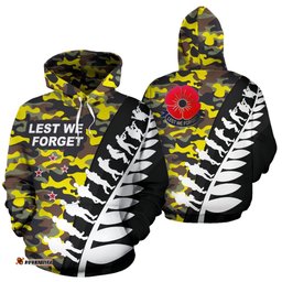 Lest We Forget New Zealand Hoodie Yellow Camo