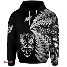 new zealand haka rugby maori hoodie silver fern vibes black